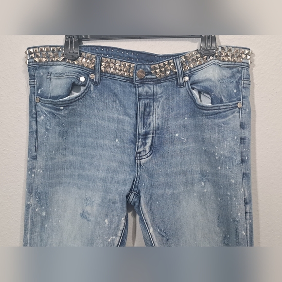 GFTD Los Angeles Distress Rip Studded Waist, Men's Jeans Size 36. - Picture 4 of 16